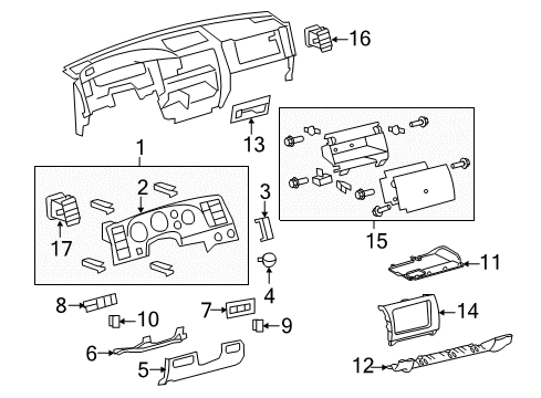 2010 Toyota Sequoia Cluster & Switches, Instrument Panel Cluster Panel Hole Cover Diagram for 555390C040