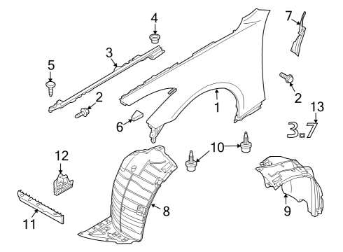 2014 Infiniti Q60 Fender & Components PROTCT Front FND L Diagram for 63843JL03A