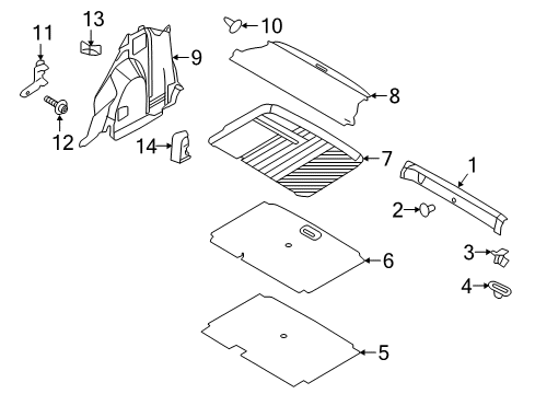 2019 Ford EcoSport Interior Trim - Rear Body Rear Panel Trim Diagram for GN1Z5840374EA