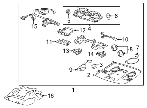 2009 Buick Enclave Sunroof Trim Cover Diagram for 15927687