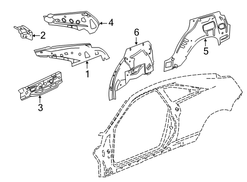 2013 Cadillac CTS Inner Structure - Quarter Panel Inner Wheelhouse Diagram for 22803879