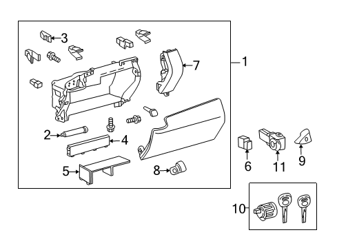2014 Lexus RX350 Glove Box Lamp Assembly, Interior Diagram for 8108048080