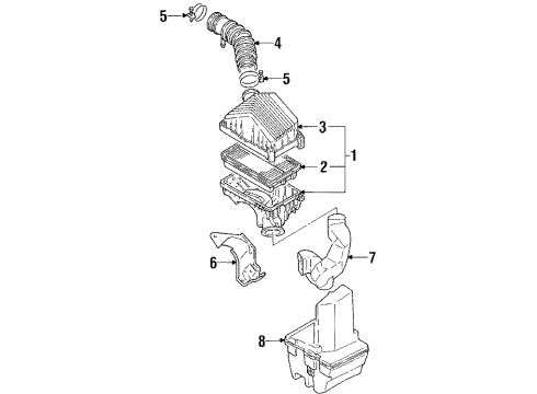 1989 Toyota Corolla Filters Cleaner Assy, Air Diagram for 1770015250
