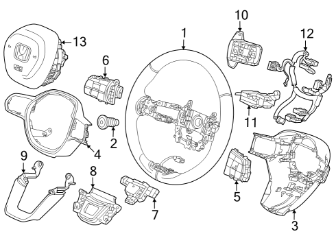 Steering Wheel & Trim SW, R- *NH900L* Diagram for 78560T20A01ZA