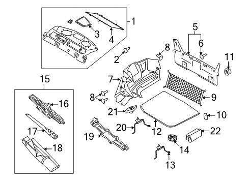 2009 Mercury Sable Interior Trim - Rear Body Jack Bracket Hold Down Diagram for 5F9Z1424AA