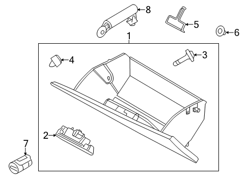 2014 Ford Police Interceptor Sedan Glove Box Glove Box Assembly Diagram for DG1Z54060T10AA