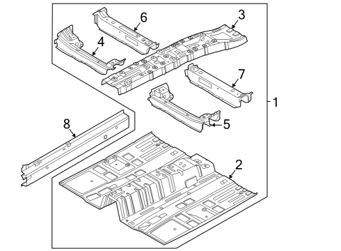 Floor & Rails Panel Assembly-Floor, Ctr Diagram for 65100L5000