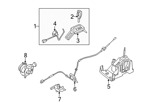 2007 Ford Freestyle Gear Shift Control - AT Shift Knob Diagram for 5F9Z7213B