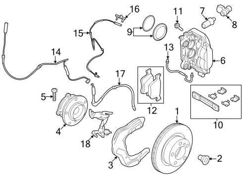 Front Brakes Kit Dust Cap Diagram for 34111162178
