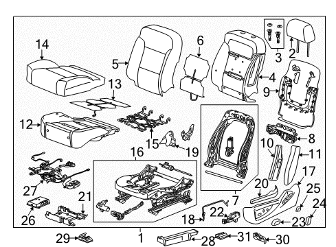 2018 GMC Sierra 2500 HD Driver Seat Components Seat Back Pad Diagram for 84381556