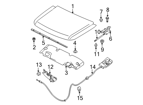 2011 Nissan Titan Hood & Components Stay Assembly-Hood, L Diagram for 654717S000
