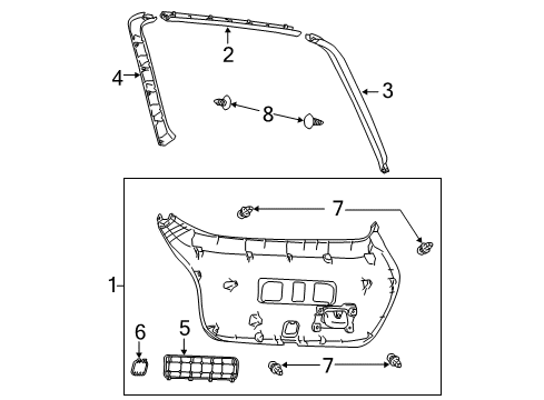2012 Scion tC Interior Trim - Lift Gate Lift Gate Trim Diagram for 6775021080B0