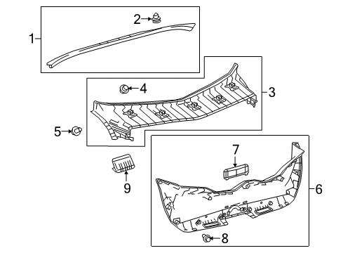 2019 Toyota Prius Prime Interior Trim - Lift Gate Upper Gate Trim Diagram for 6479047070C0