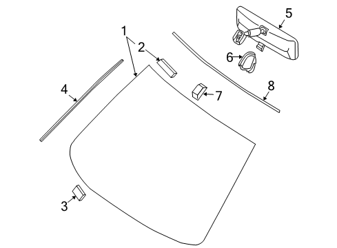 2007 Nissan Altima Windshield Glass, Reveal Moldings Spacer-Glass, A Diagram for 72714AD000