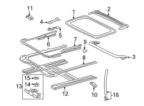 2001 Toyota Sienna Sunroof Sunroof Frame Diagram for 6323345010