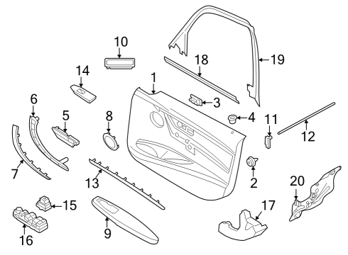 2016 BMW 328i Front Door Crashpad, Door, Front Left Diagram for 51717264139