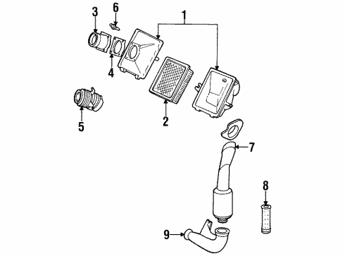 1999 Ford Taurus Air Intake Air Cleaner Assembly Diagram for XF1Z9600BA
