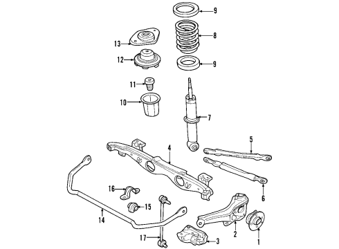 2010 Mini Cooper Rear Suspension Components, Ride Control, Stabilizer Bar Rear Spring Strut Diagram for 33526853964