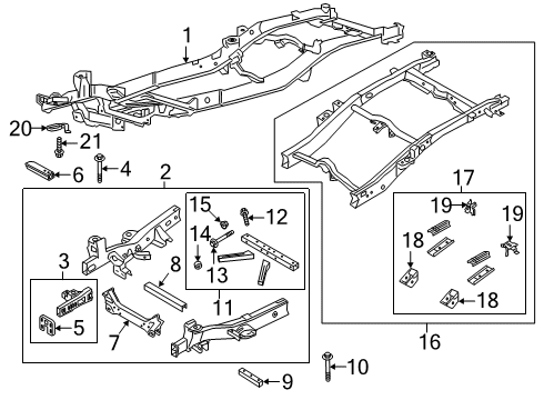 2021 Ford Ranger Frame & Components Support Plate Nut Diagram for W520515S442