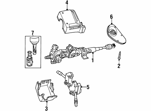 1997 Chrysler Sebring Steering Column & Wheel, Steering Gear & Linkage, Shroud, Switches & Levers Bolt-Locking Diagram for 6506112AA