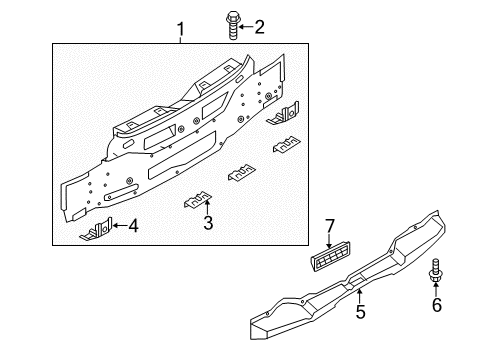 2015 Nissan Juke Rear Body Retainer-Rear Bumper, Upper Diagram for H52404BAMA
