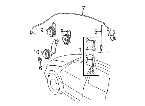 1998 Toyota Sienna Anti-Theft Components Lower Note Horn Diagram for 8652008010