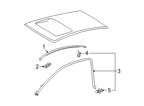 2007 Toyota Solara Exterior Trim - Roof Drip Molding Diagram for 75555AA020
