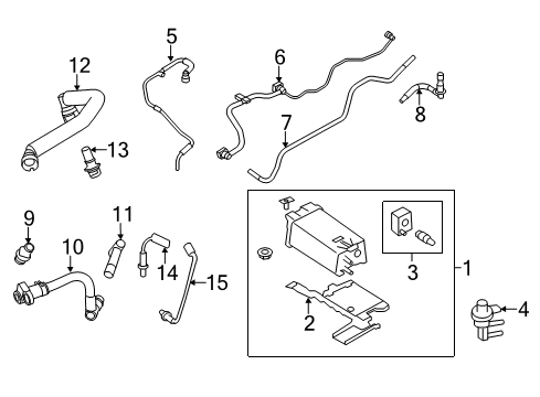 2014 Lincoln MKT Emission Components Crankcase Tube Diagram for BB5Z6758A