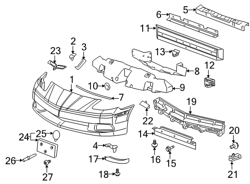 2005 Chevrolet Corvette Front Bumper Bumper Cover Diagram for 15915331