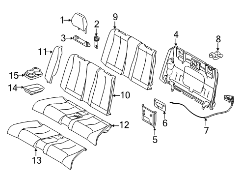 2019 BMW 230i xDrive Rear Seat Components SEAT UPHOLSTERY:522067 Diagram for 52207274547