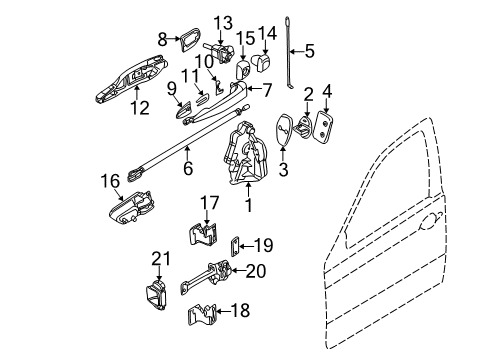 1999 BMW 323i Front Door - Lock & Hardware Handle Bracket Base, Left Diagram for 51218216127