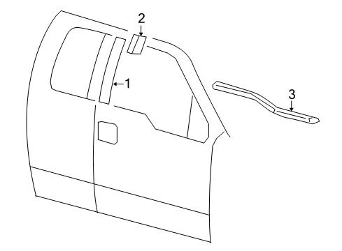 2005 Ford F-150 Exterior Trim - Front Door Upper Molding Diagram for 5L3Z1520554AAA