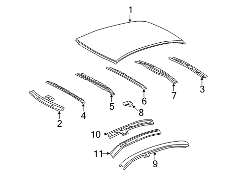 2007 Lexus GS350 Roof & Components Reinforcement, Roof Panel, Center Diagram for 6314130210
