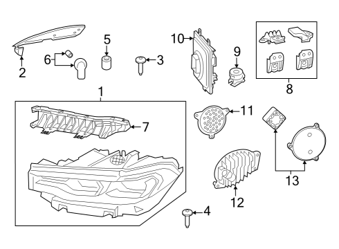 2020 BMW X7 Headlamps LED MOD.TURN SIG./DAYTI.RUN. Diagram for 63119466178