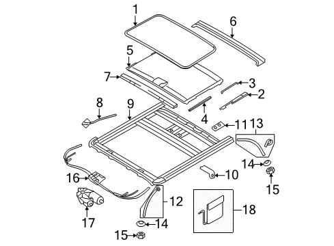 2005 Hyundai Tucson Sunroof Link Assembly-SUNROOF Decoration, R Diagram for 816432E000
