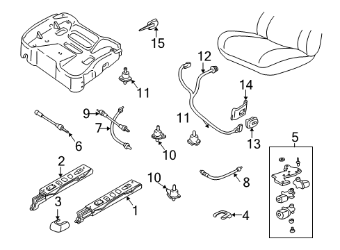 2001 Pontiac Grand Am Tracks & Components Recliner Handle Diagram for 16797774