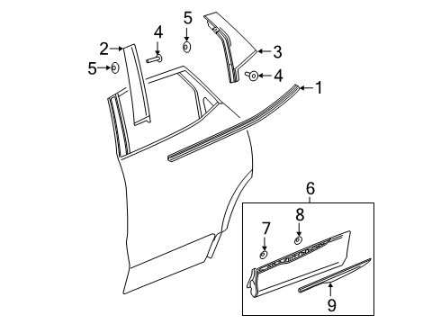 Exterior Trim - Rear Door Applique Diagram for 84901305