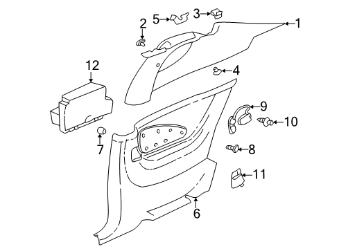 2007 Chevrolet Monte Carlo Interior Trim - Quarter Panels Upper Trim Panel Retainer Diagram for 10280776
