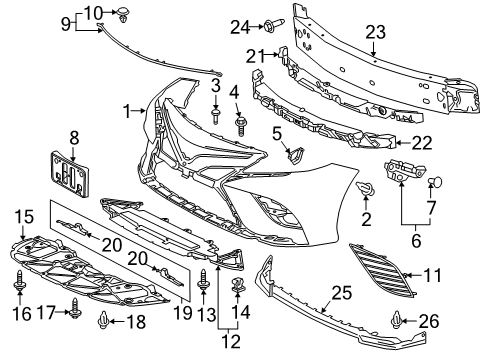 2022 Toyota Camry Bumper & Components - Front Clip Diagram for 9046707117