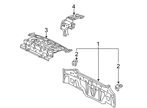 2006 Toyota Corolla Rear Body Rear Body Panel Retainer Diagram for 5256202020