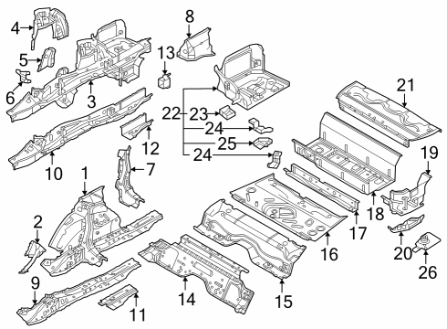Rear Floor & Rails BRACKET ACTIVATED CARBON CON Diagram for 41007431655