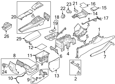 2020 Hyundai Sonata Center Console Bridge-FR Console Ctr Diagram for 846A3L0000
