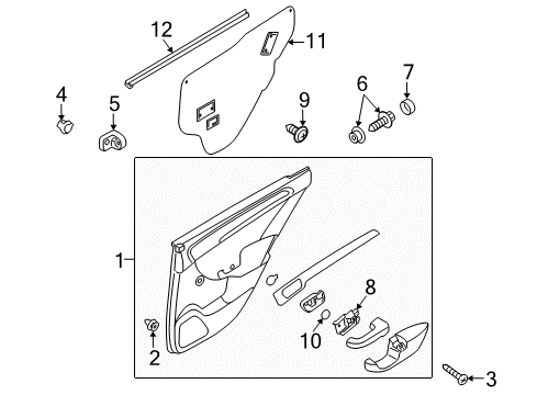 2010 Kia Forte Interior Trim - Rear Door Panel Complete-Rear Door Trim Diagram for 833021M0202I