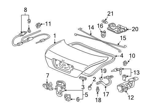 2007 Honda Accord Trunk Lid Weatherstrip, Trunk Lid Diagram for 74865SDNA01