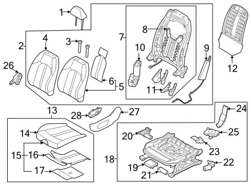 2022 Hyundai Sonata Power Seats Switch Assembly-Ims Control Diagram for 93250L1000NNB