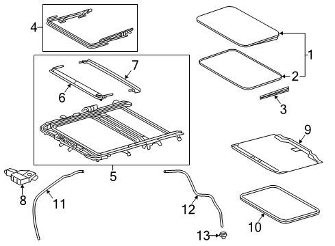 2018 Toyota RAV4 Sunroof Weatherstrip, Sliding Roof Diagram for 632510E010