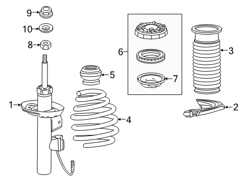 2015 Cadillac ELR Struts & Components - Front Strut Diagram for 23445720