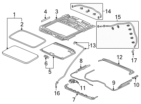 2018 Honda Odyssey Sunroof Tube, FR. Drain Vinyl Diagram for 70050THRA00