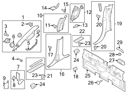 Interior Trim - Cab Filler Trim Clip Diagram for W718999S900