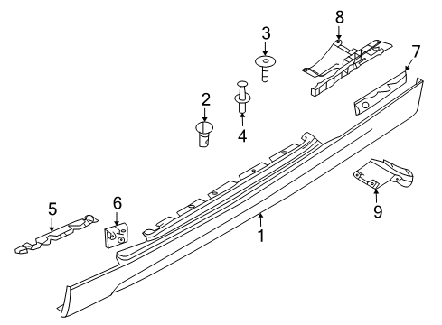 2009 BMW 135i Exterior Trim - Pillars, Rocker & Floor Lateral Underbody Shield, Left Diagram for 51757201225